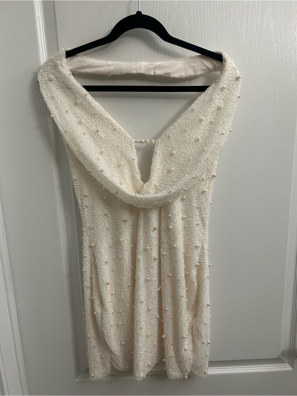 NWT Versailles Deep Plunge Embellished Mini Dress in White - Picture 2 of 14
